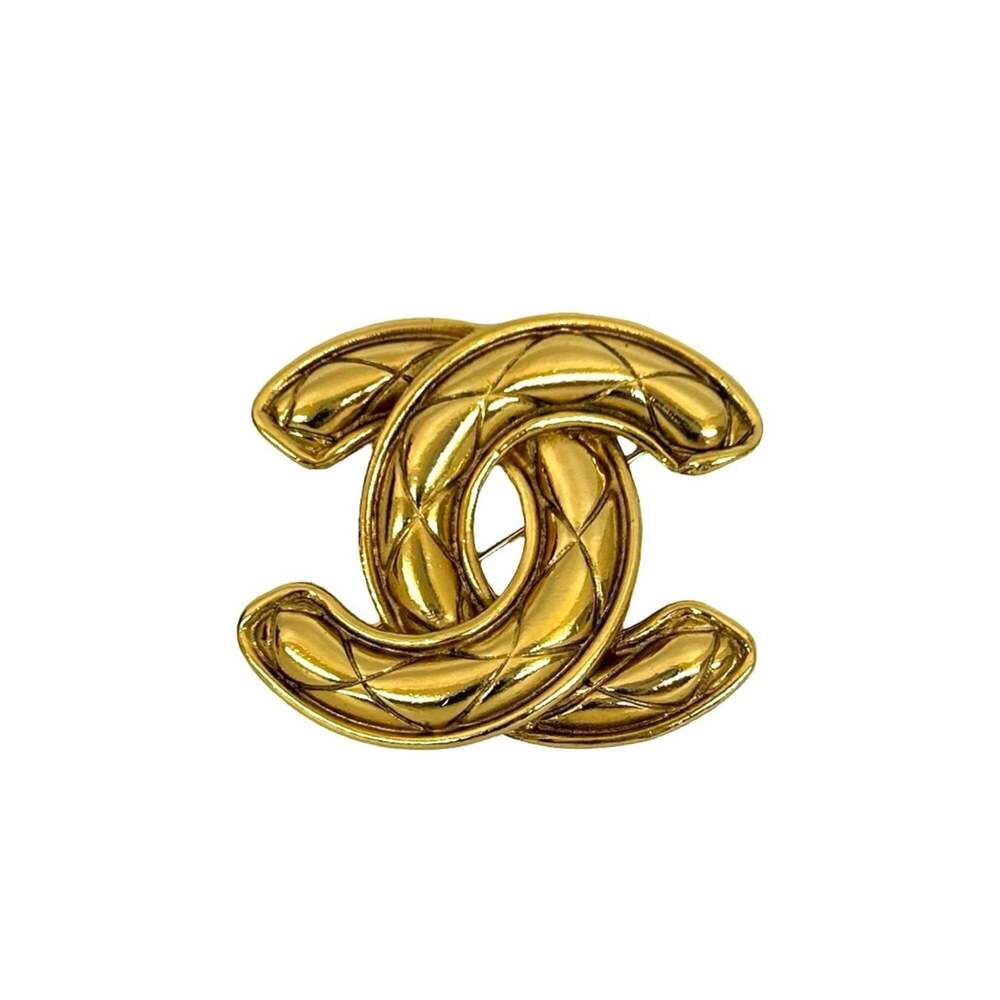 CHANEL Authentic Gold Logo Brooch - Picture 1 of 4